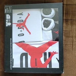 NWT Jordan 4-Piece Set,  Includes bodysuit, blanket, hat, booties, 0-6 months
